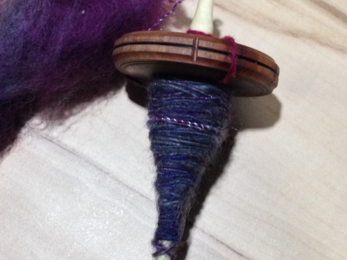 First yarn on spindle