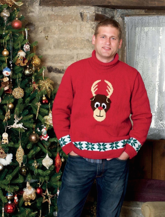Man's Reindeer Sweater by Patons